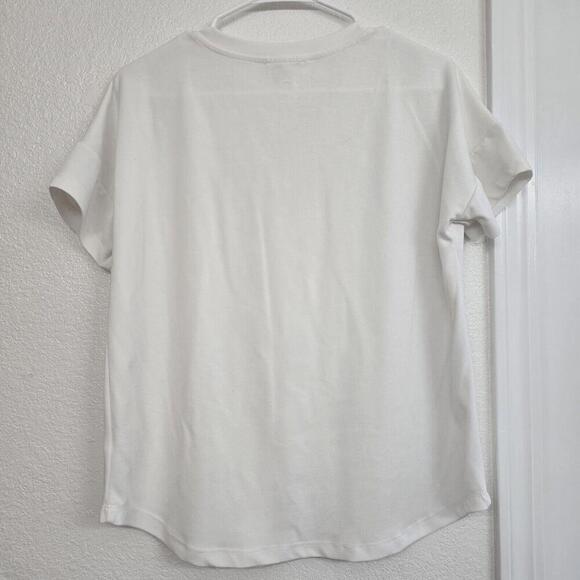 Cable & Gauge Ruffle Sleeve White Top Blouse Size Small Soft Vneck Office Work - Picture 2 of 7